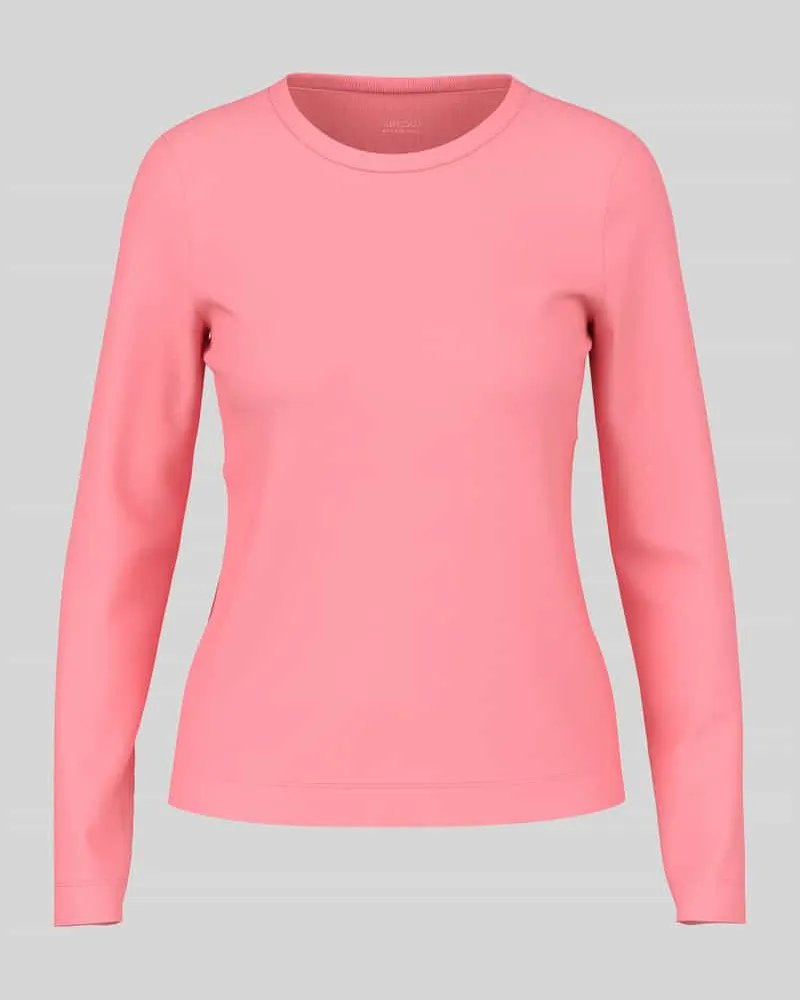 Marc Cain Langarmshirt mit abgerundetem Saum aus reiner Baumwolle Pink