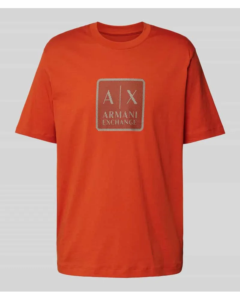 Armani Exchange T-Shirt mit Label-Print Orange