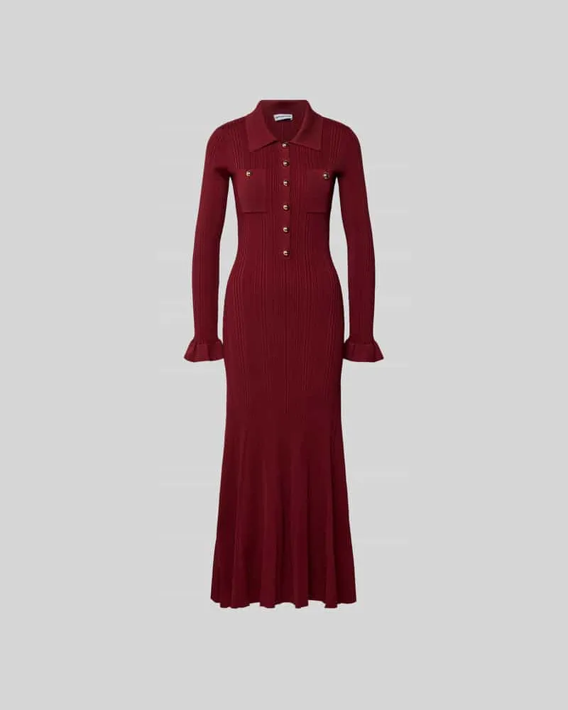 Self-Portrait Midikleid in Strick-Optik Bordeaux