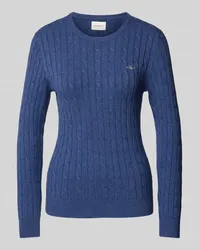 Gant Strickpullover mit Label-Stitching Rauchblau