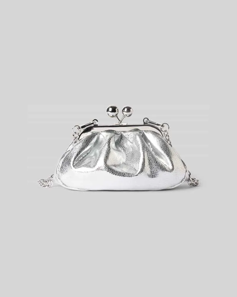 Max Mara Clutch aus echtem Kalbsleder Modell 'WKABRUNO Silber