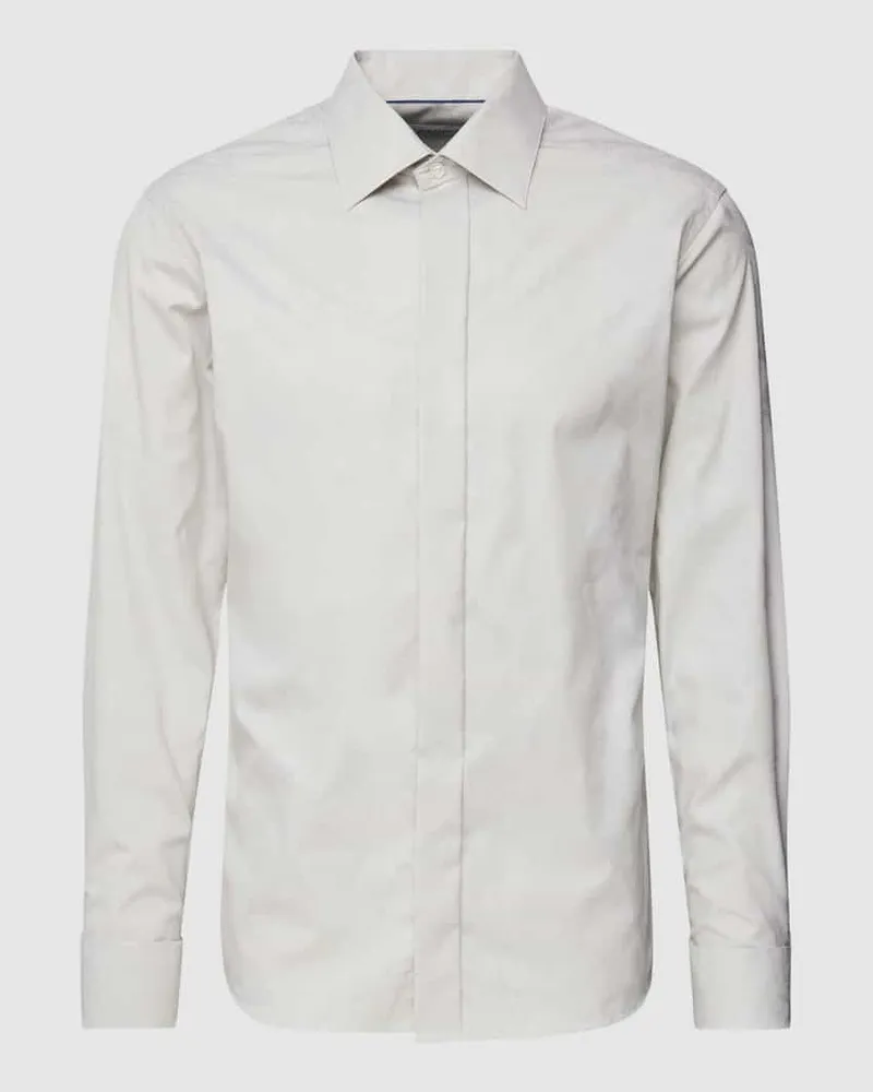 Eton Slim Fit Smokinghemd aus hochwertiger Baumwolle Modell 'FLORAL JACQUARD Hellgrau