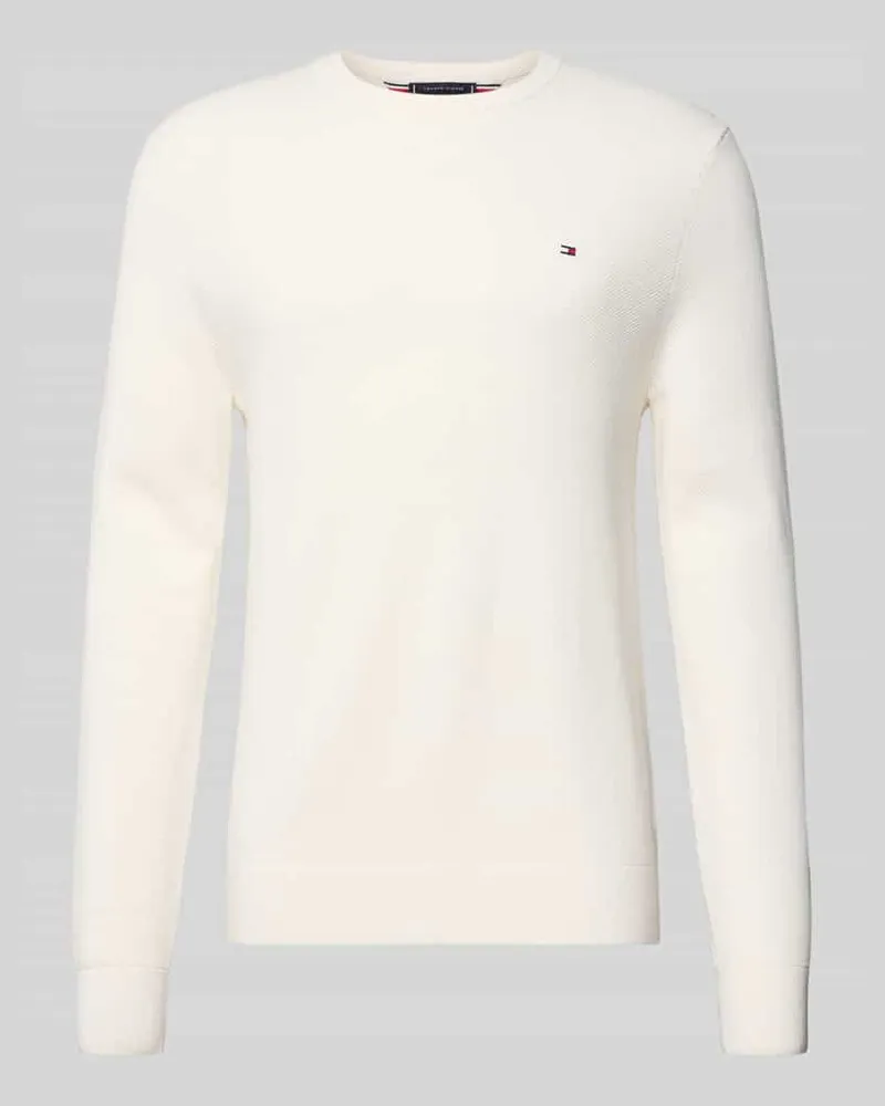 Tommy Hilfiger Regular Fit Strickpullover aus reiner Baumwolle Ecru