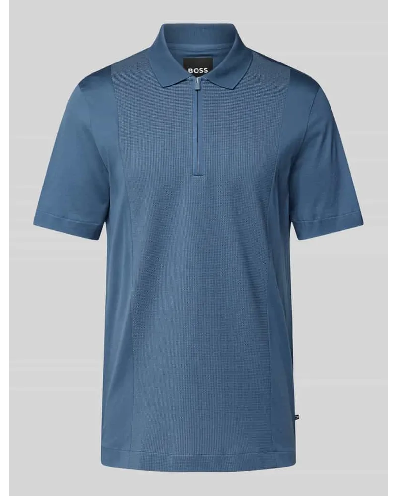 HUGO BOSS Slim Fit Poloshirt mit Reißverschluss Blau