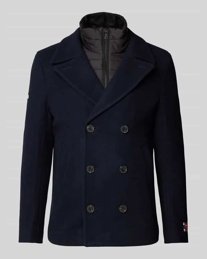 Superdry. Tailored Fit Kurzmantel mit seitlichen Eingrifftaschen Dunkelblau