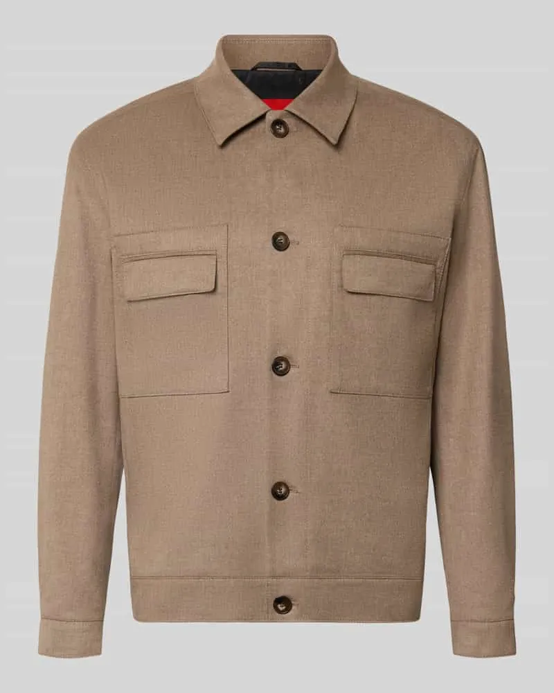HUGO BOSS Modern Fit Hemdjacke mit Woll-Anteil Modell 'Juliano Hellrot
