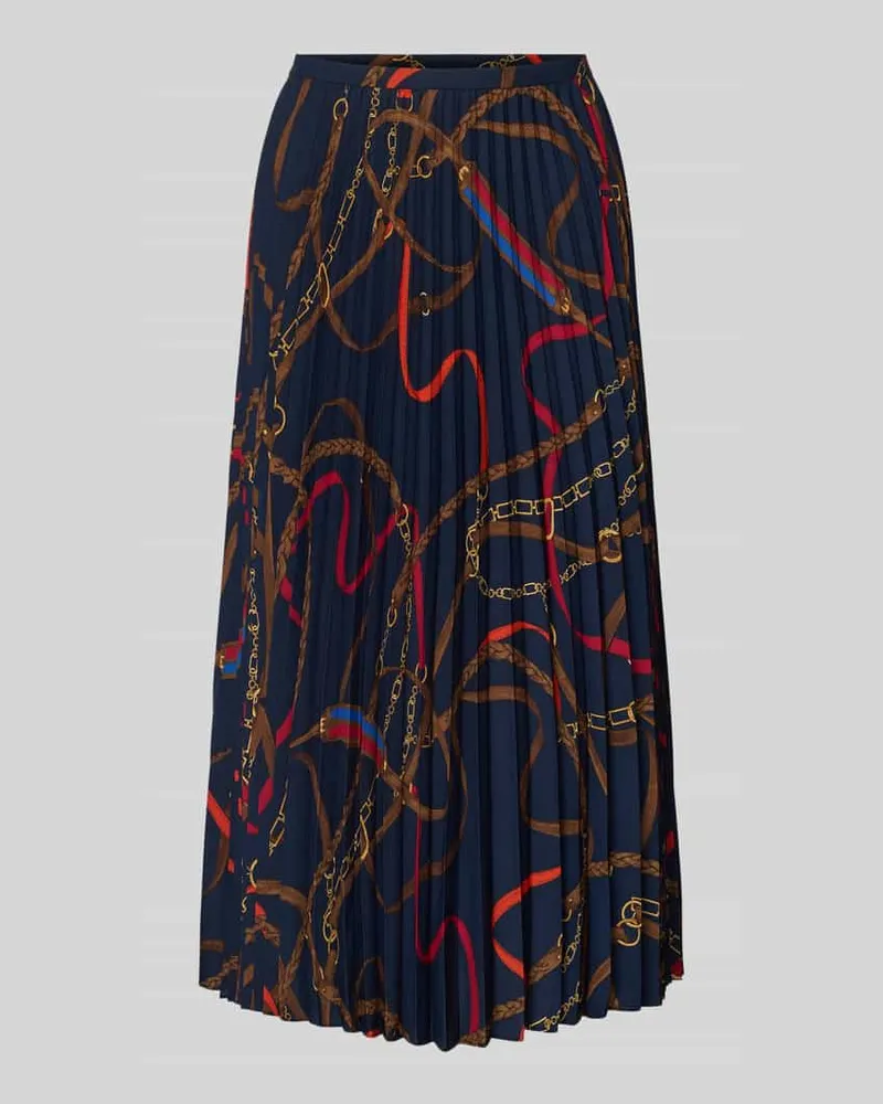 Ralph Lauren Midirock mit Plisseefalten Marine