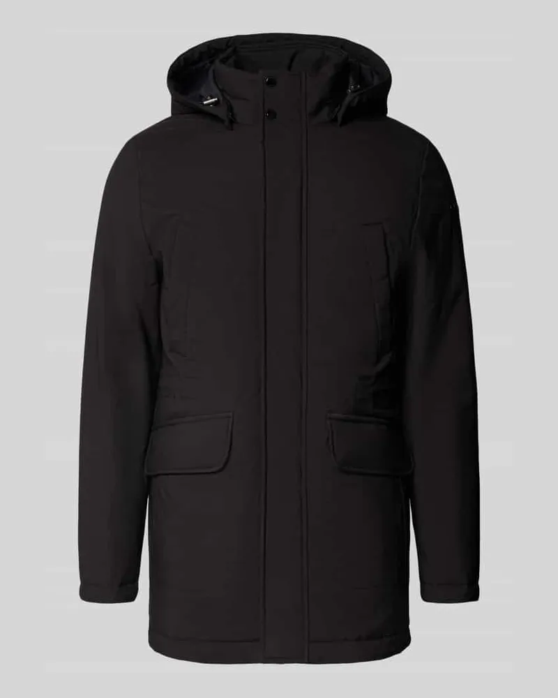 Geox Regular Fit Parka mit abnehmbarer Kapuze Black