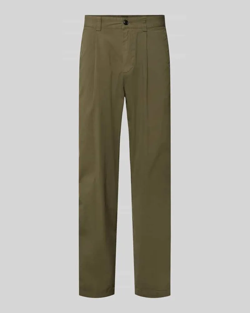 HUGO BOSS Straight Fit Chino aus Baumwoll-Mix Modell ''CHINO_ST_PLEATED_1 Khaki