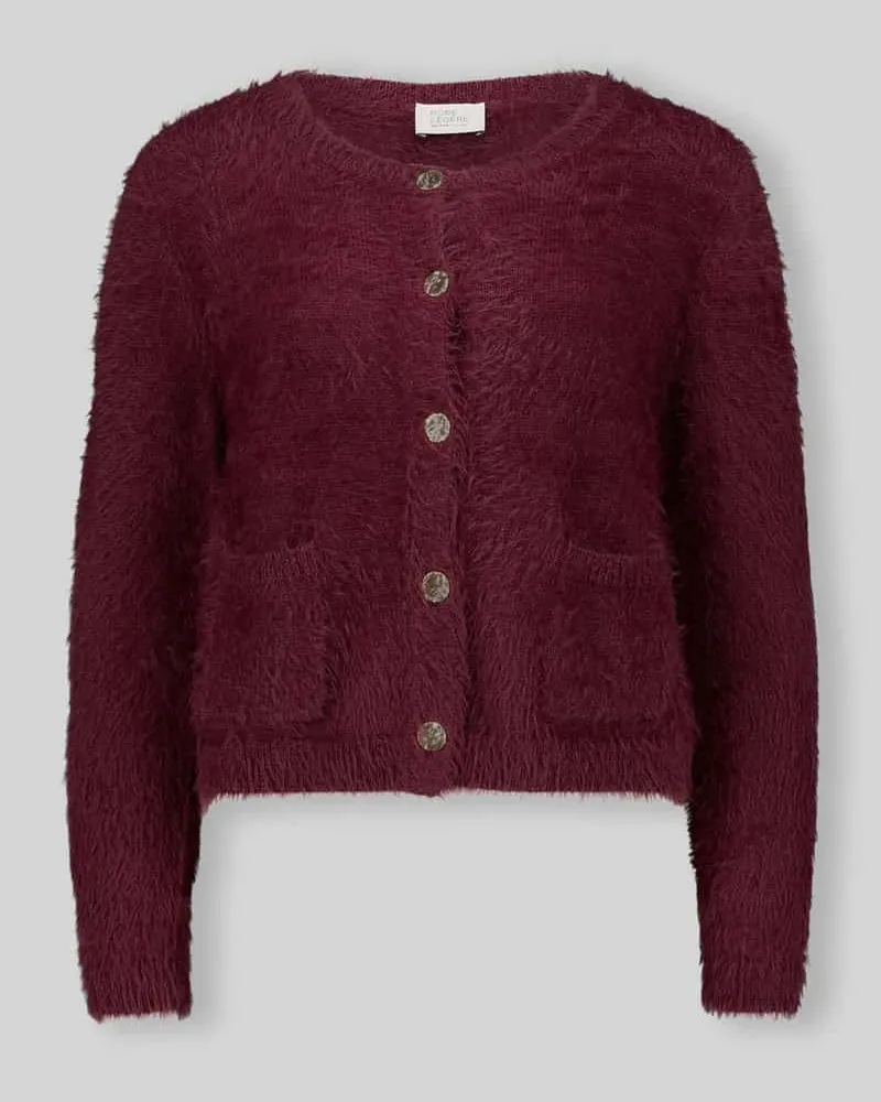 Vera Mont Regular Fit Strickjacke aus Baumwoll-Mix Bordeaux