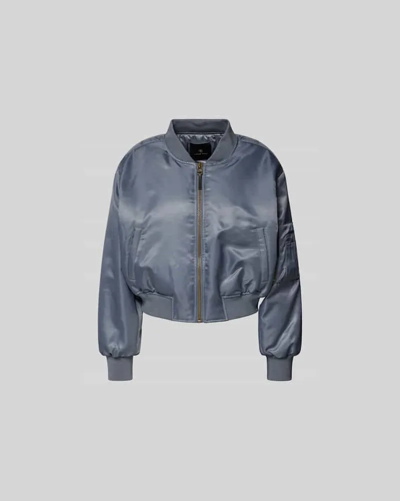 Anine Bing Cropped Bomberjacke mit Viskose-Anteil Dunkelgrau