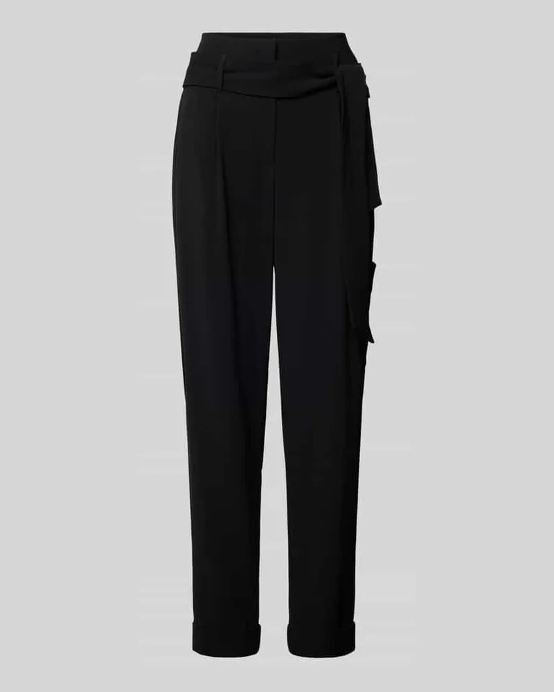 Marc Cain Tapered Fit Stoffhose mit Bindegürtel Black