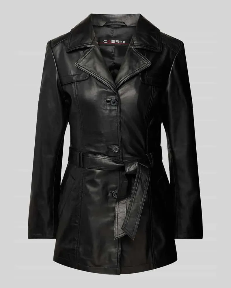 CABRINI Lederjacke mit Bindegürtel Black
