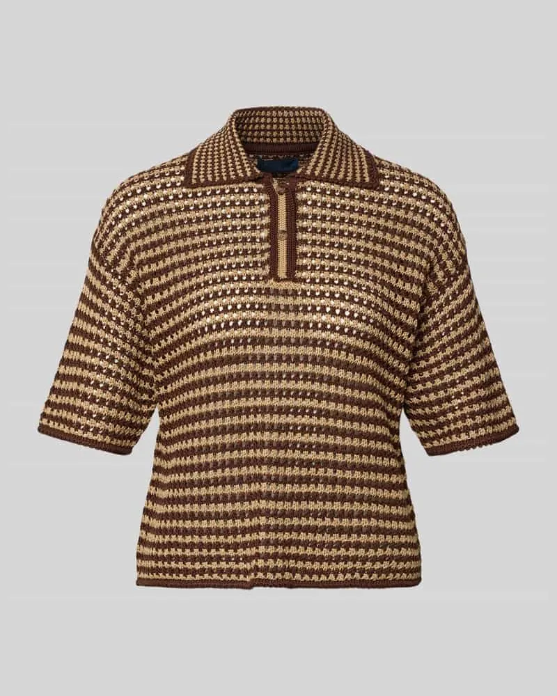 Ralph Lauren Strickpullover mit kurzer Knopfleiste Dunkelbraun