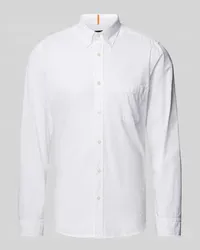 HUGO BOSS Slim Fit Freizeithemd mit Button-Down-Kragen Modell 'Rickert Weiss