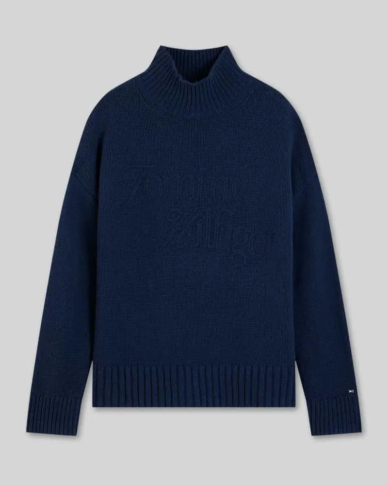 Tommy Hilfiger Turtleneck aus Wolle mit Logo Stickerei Marine
