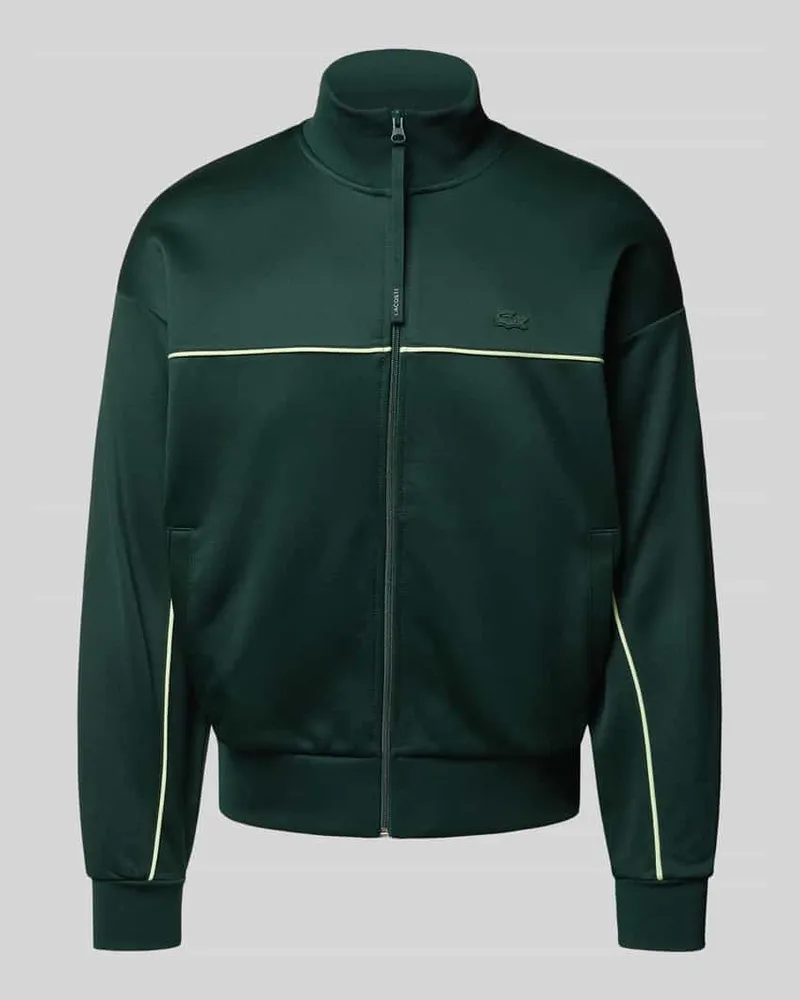 Lacoste Loose Fit Sweatjacke mit Baumwoll-Anteil Dunkelgruen