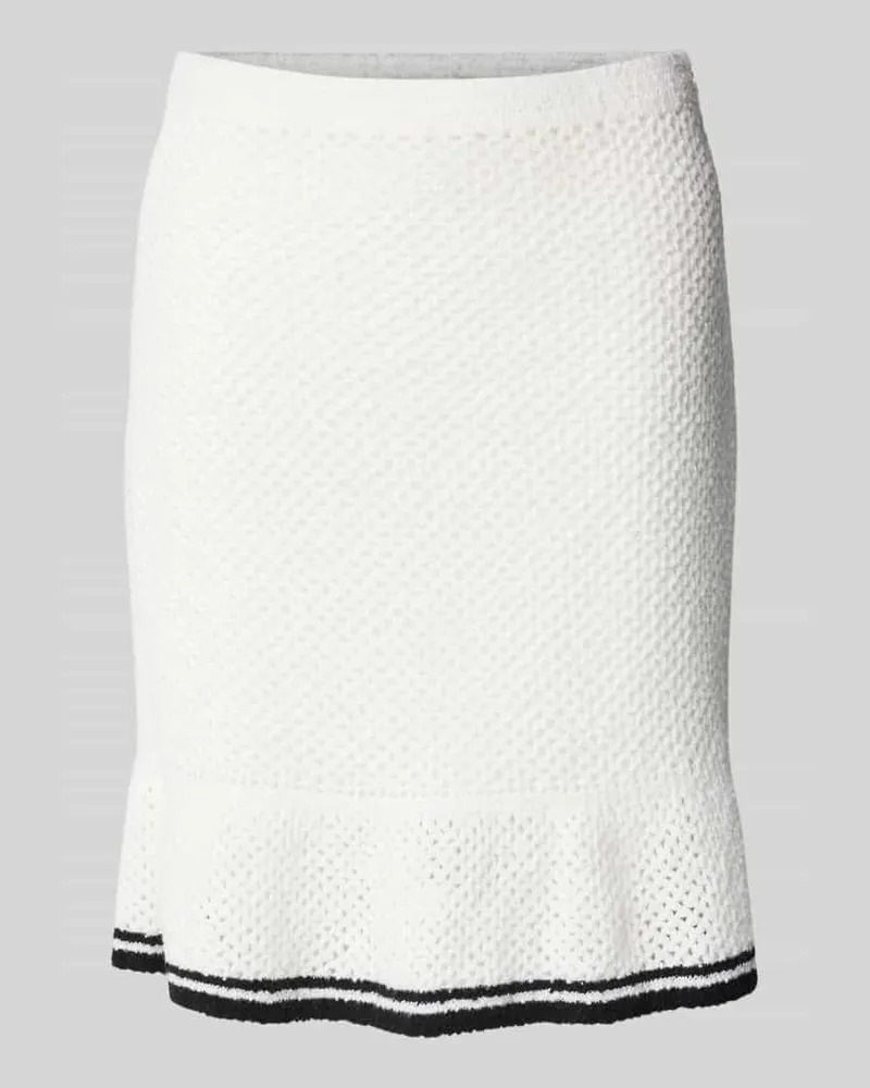 Marc Cain Knielanger Strickrock mit Lochmuster Offwhite