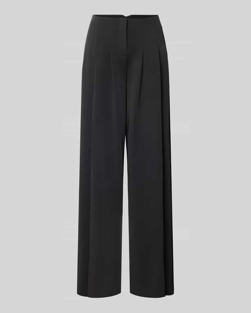 JAKE*S Stoffhose mit weitem Bein und gelegten Falten Black