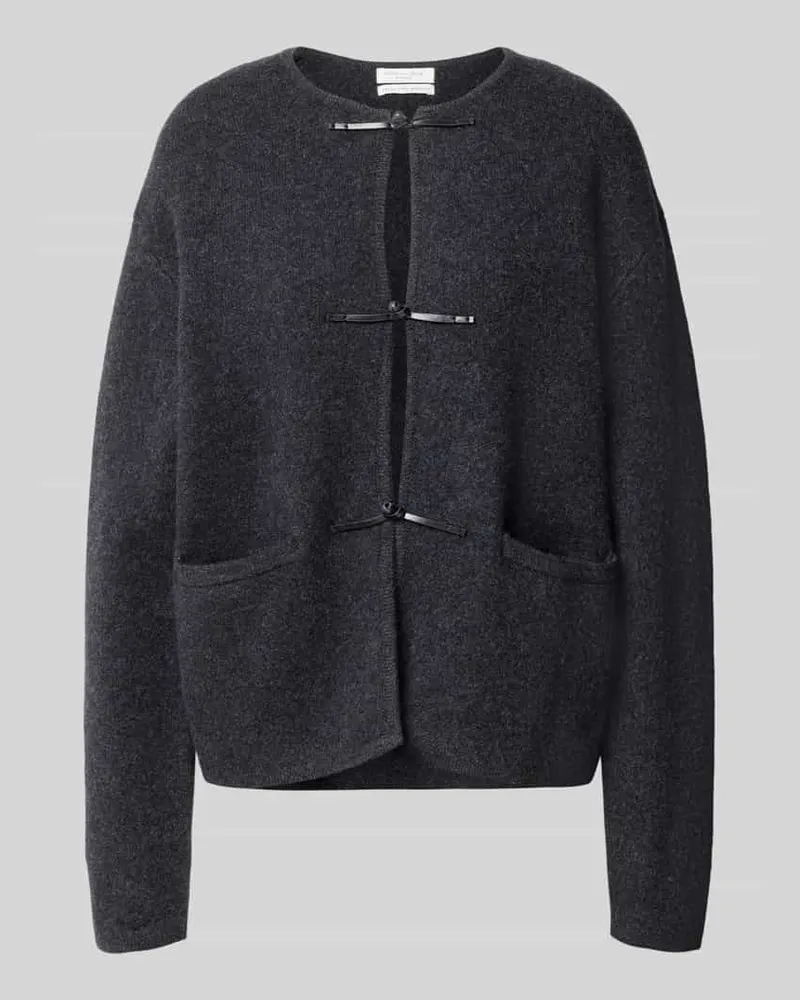 Christian Berg Strickjacke aus Wolle mit Knopfverschluss Dunkelgrau