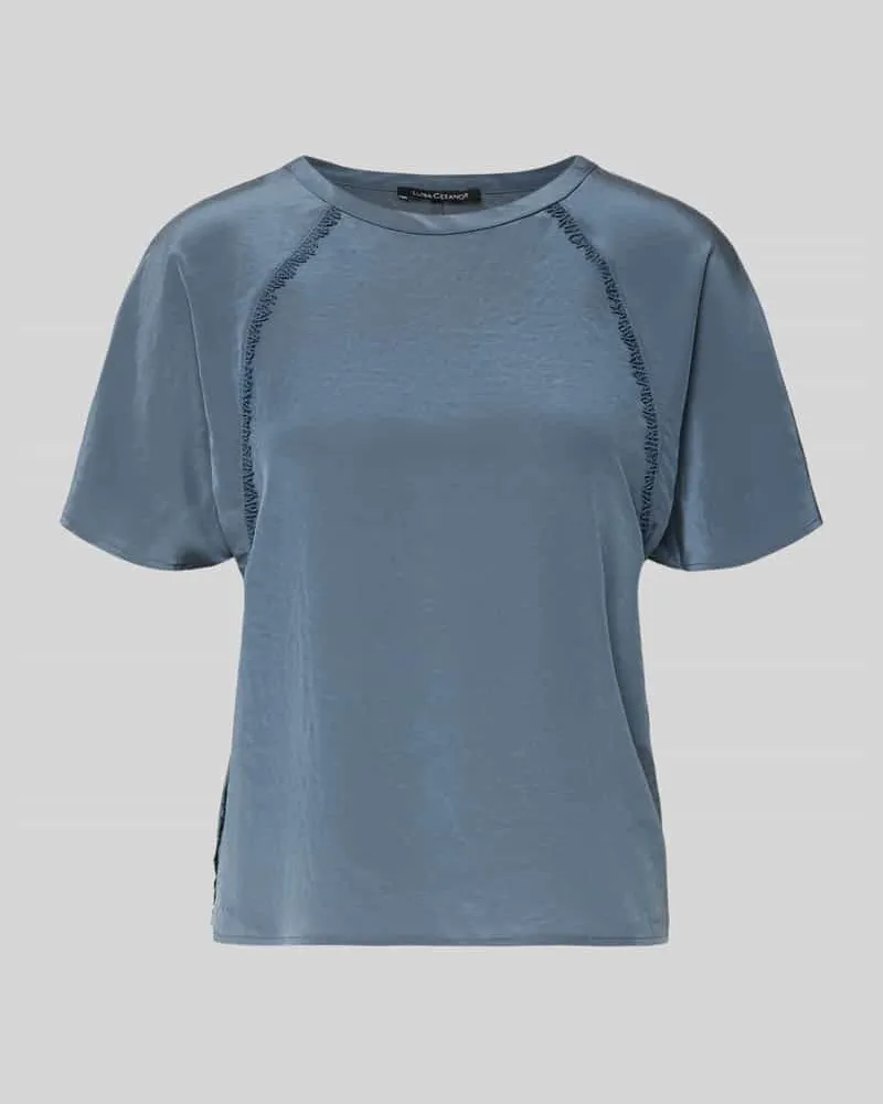 Luisa Cerano Regular Fit Bluse mit Zierbesatz Dunkelblau