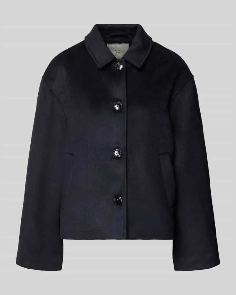 Neo Noir Jacke aus Woll-Mix mit Knopfleiste Modell 'Hamra Dunkelblau