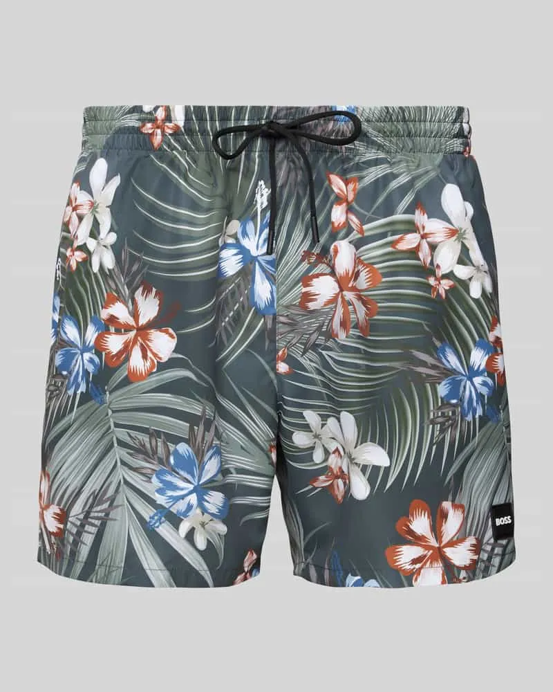 HUGO BOSS Badeshorts mit elastischem Bund Modell 'Piranha Khaki