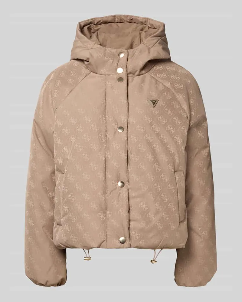 Guess Regular Fit Jacke mit Logo-Applikation Modell 'Boxy Taupe