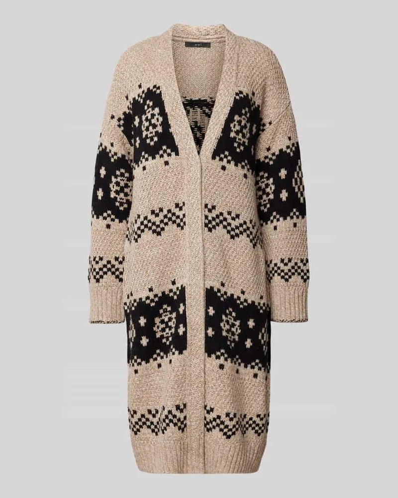 Oui  Cardigan mit verdeckter Knopfleiste Camel