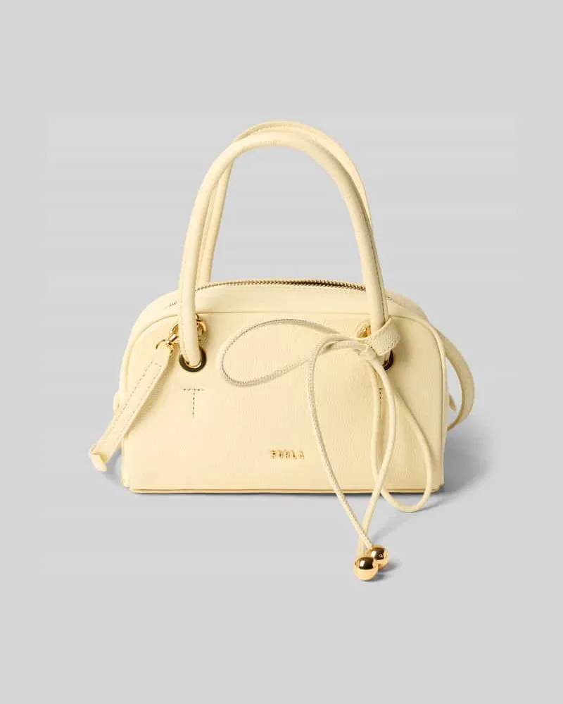 Furla Shoulder Bag aus echtem Leder mit Logo-Detail Modell 'Poppy Hellgelb