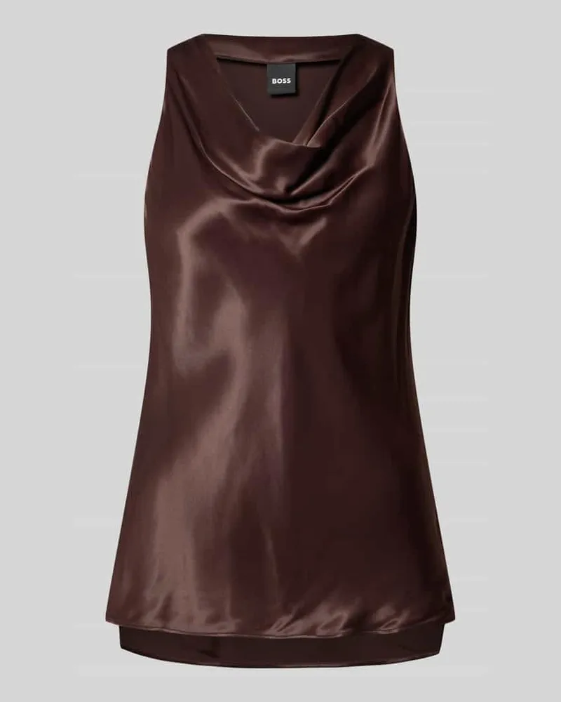 HUGO BOSS Blusentop mit Wasserfallausschnitt Modell 'BOUANA Dunkelbraun