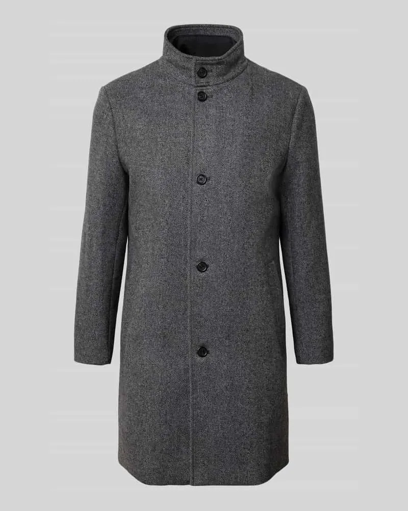 Selected Homme Regular Fit Wollmantel mit Stepp-Einsatz Modell 'RAINAR Anthrazit