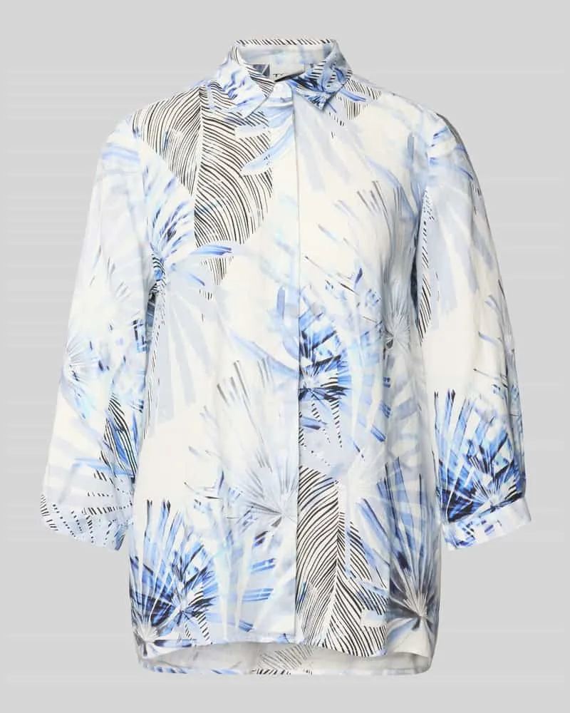 TONI Relaxed Fit Leinenbluse mit 3/4-Arm Modell 'Clay Hellblau