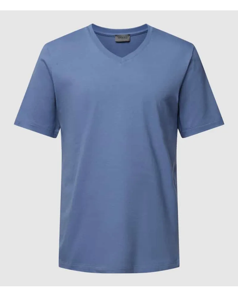 Hanro T-Shirt mit V-Ausschnitt Rauchblau