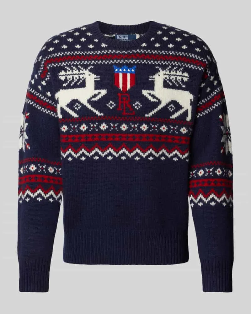 Ralph Lauren Wollpullover mit Label-Stitching Marine