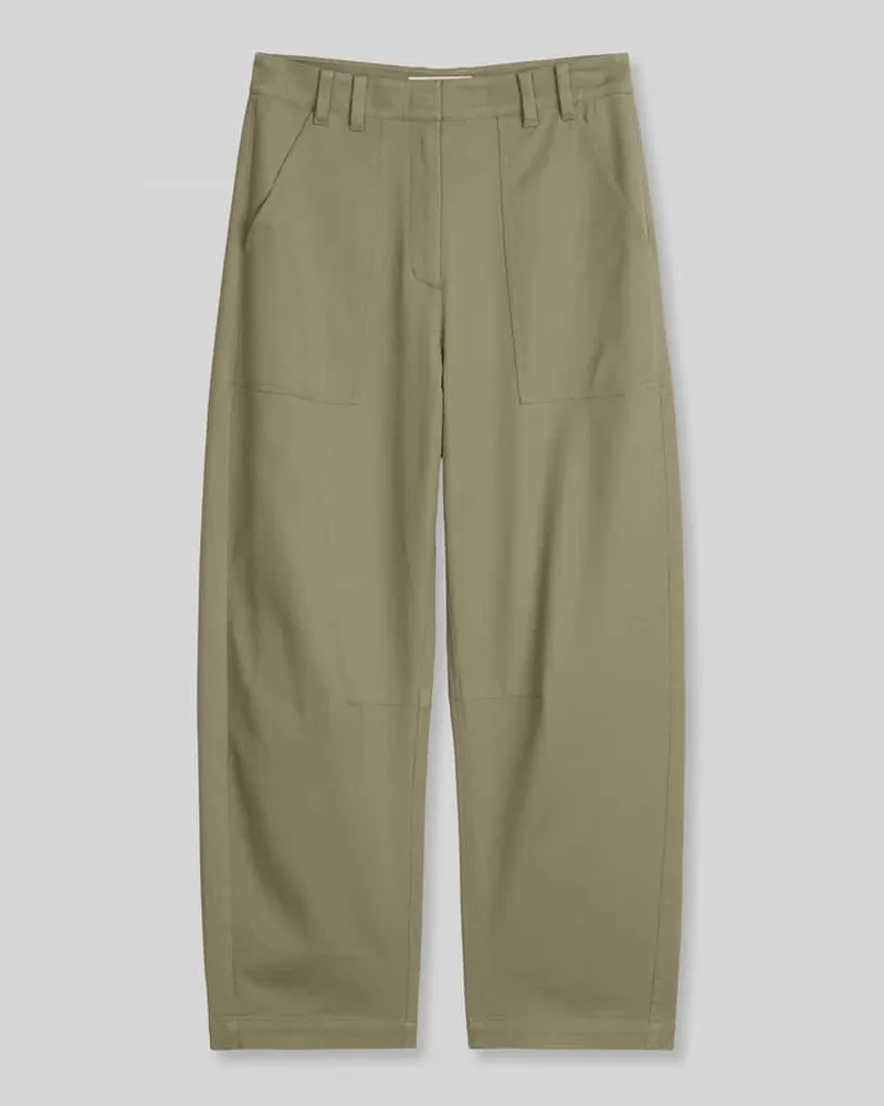 Marc O'Polo Barrel Fit Jeans aus Baumwoll-Mix mit aufgesetzten Taschen Oliv