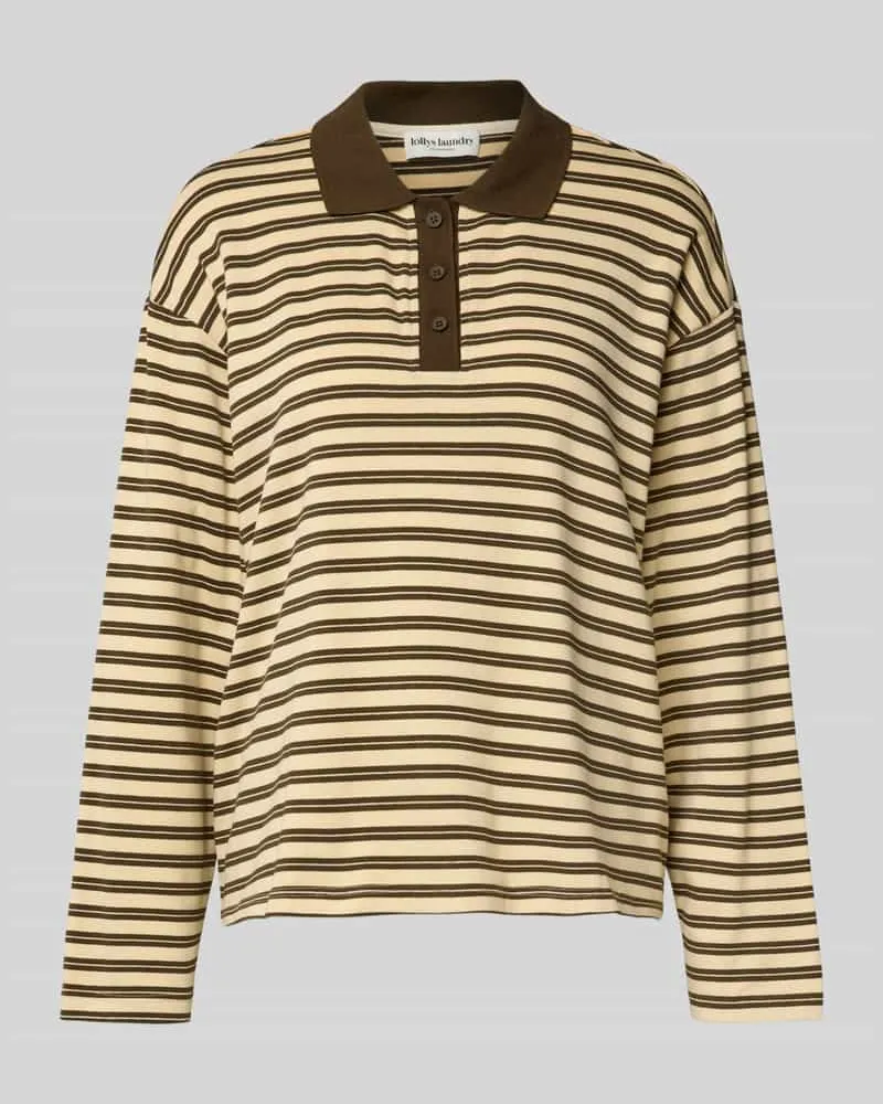 Lollys Laundry Regular Fit Poloshirt mit kurzer Knopfleiste Modell 'Moby Schoko