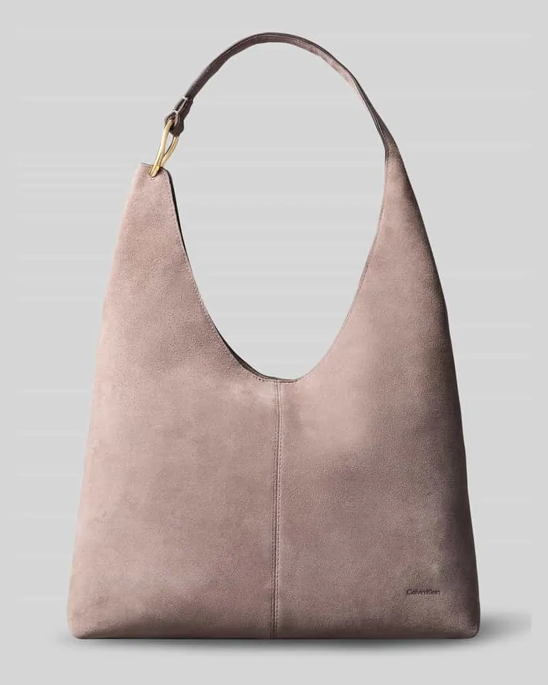 Calvin Klein Henkeltasche aus echtem Leder mit Label-Prägung Taupe