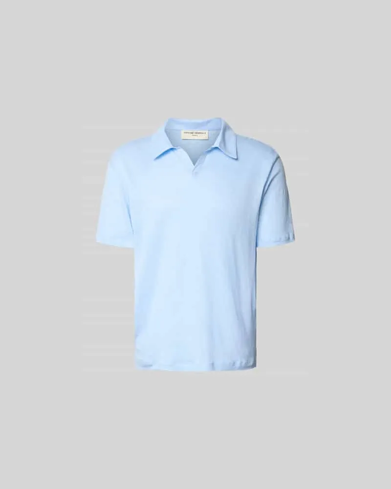 Officine Generale Regular Fit Leinenhemd mit Polokragen Sky