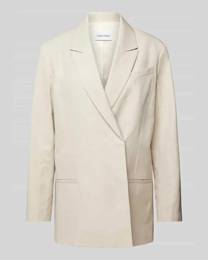 Calvin Klein Regular Fit Blazer aus Leinen-Lyocell-Mix Sand