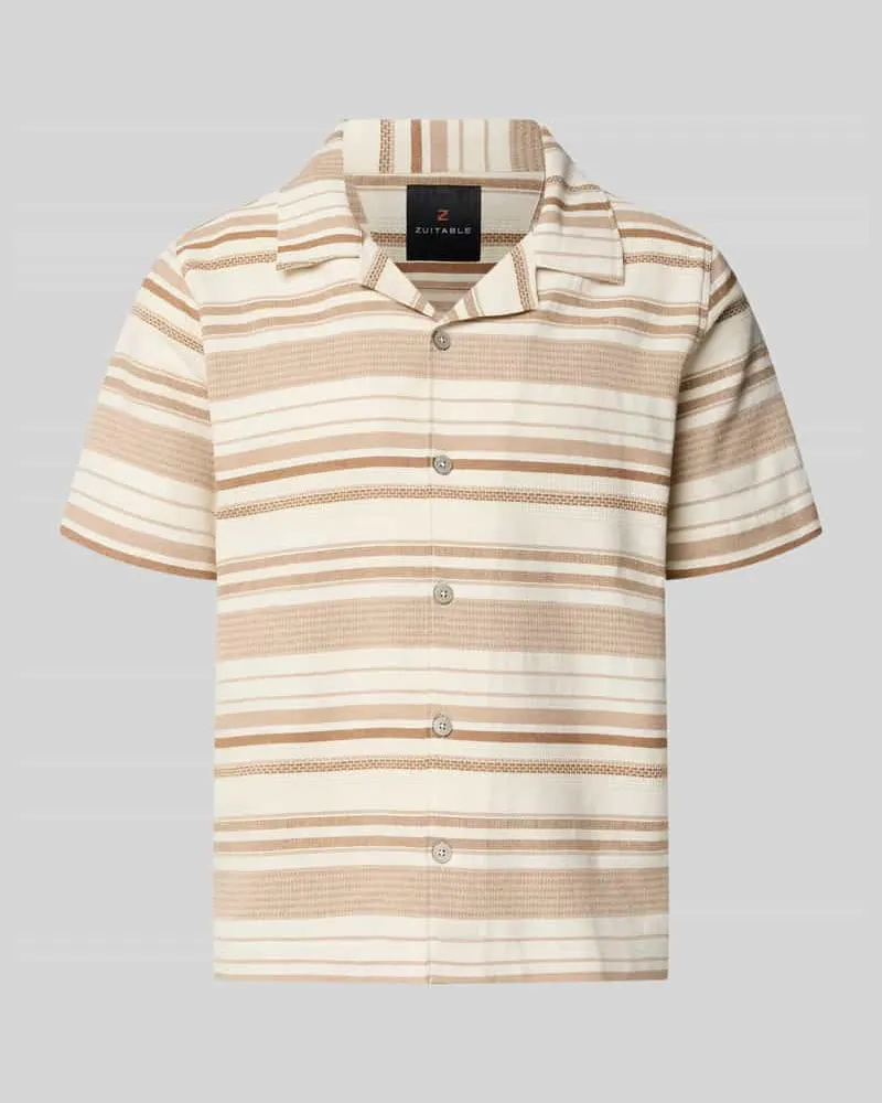 Zuitable Regular Fit Freizeithemd mit Reverskragen Modell 'Carlo Beige