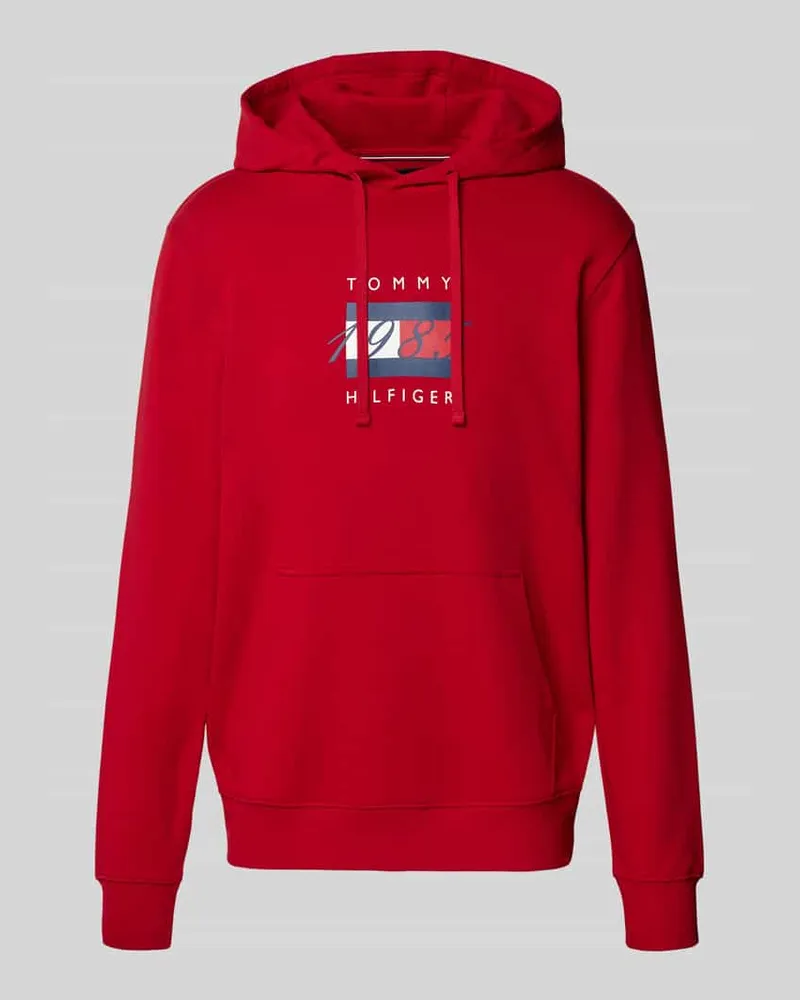 Tommy Hilfiger Regular Fit Hoodie aus reiner Baumwolle Rot