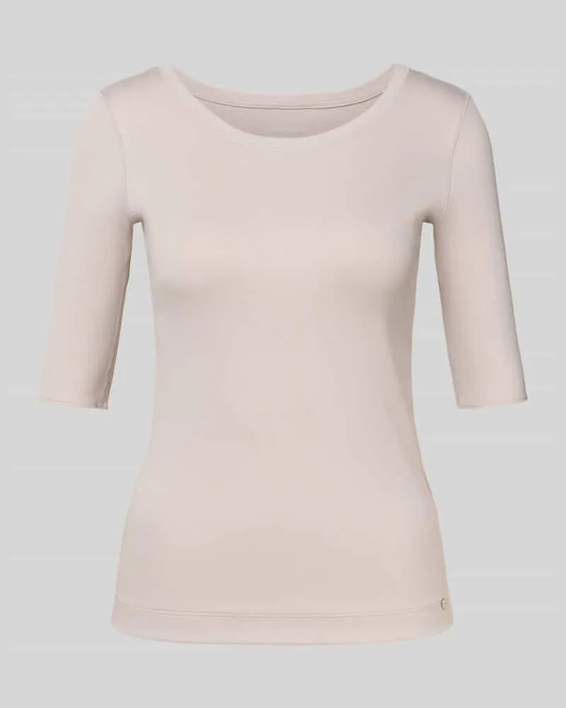 Marc Cain T-Shirt aus Baumwoll-Mix mit Logo-Applikation Kitt