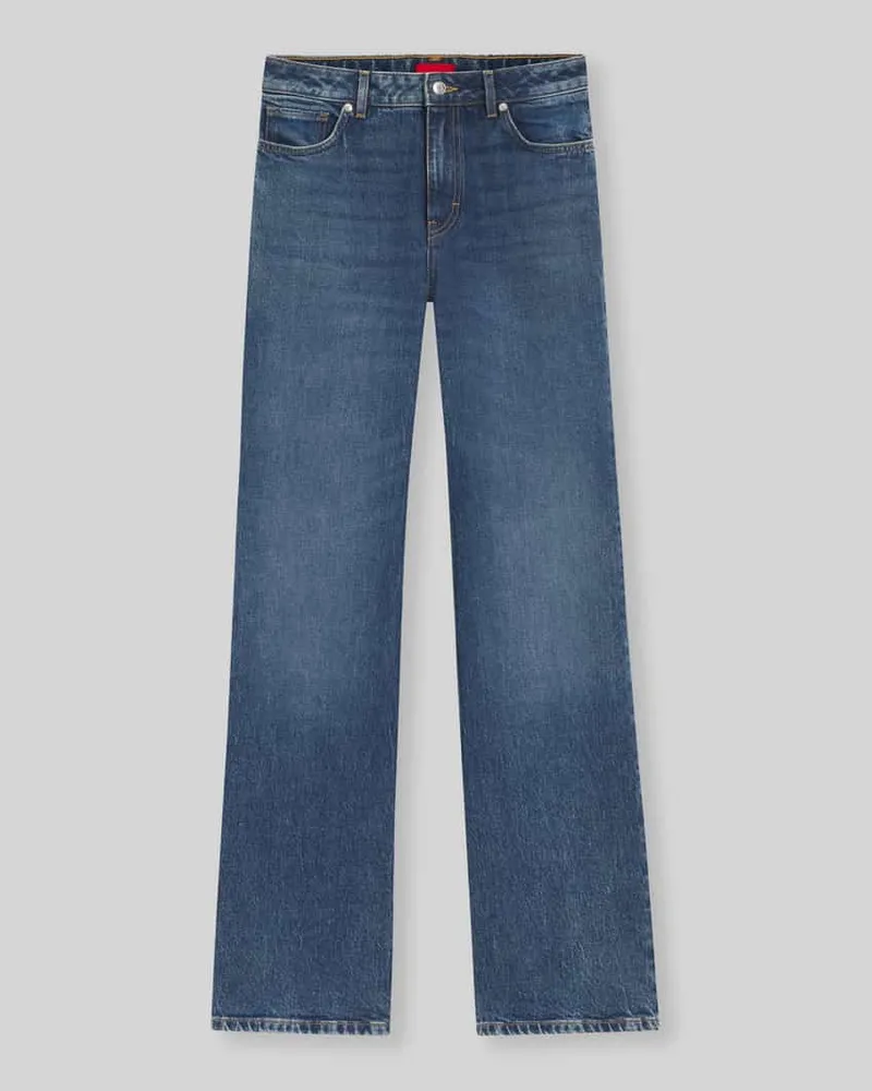 HUGO BOSS Wide Leg Jeans aus Baumwoll-Mix Modell 'GORINNE Dunkelblau
