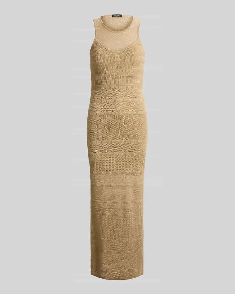 Ralph Lauren Figurbetontes Maxikleid aus Viskose-Leinen-Mix Beige