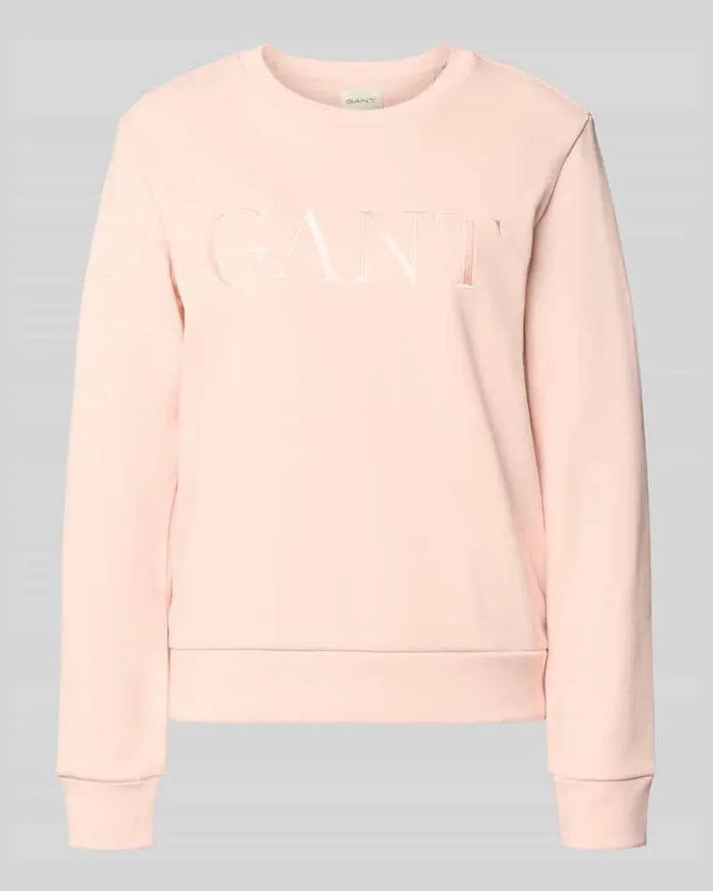 Gant Sweatshirt mit Label-Stitching und Rundhalsausschnitt Rosa