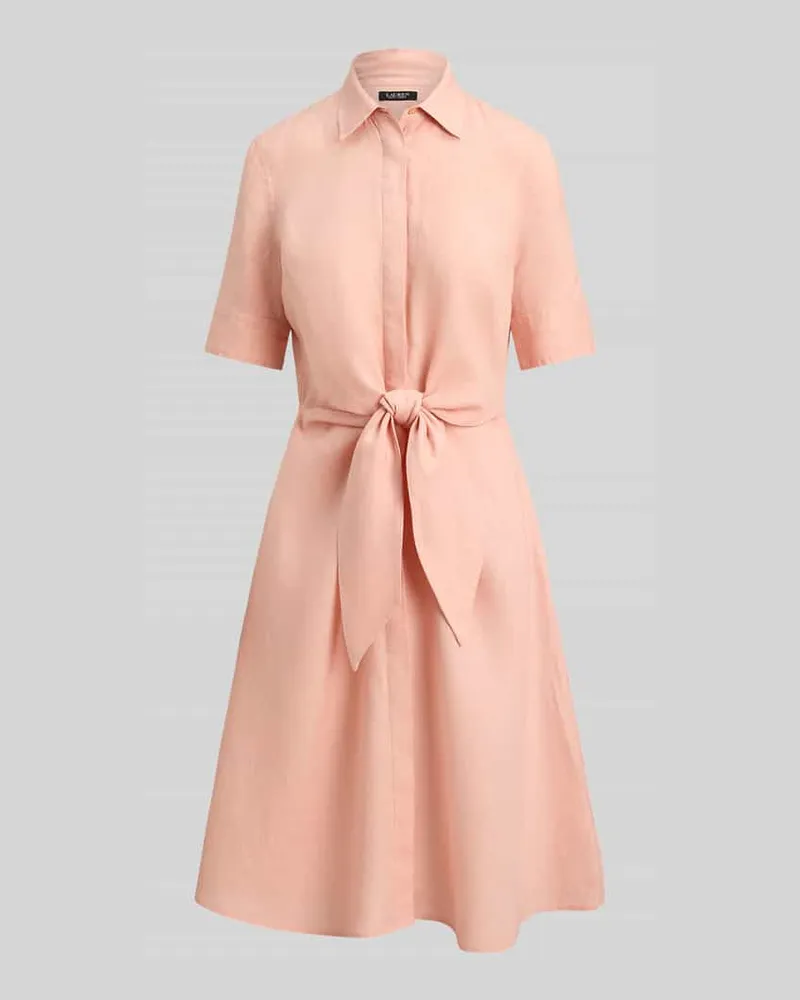 Ralph Lauren Hemdblusenkleid aus reinem Leinen Rosa