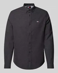 Tommy Hilfiger Regular Fit Flanellhemd mit Button-Down-Kragen Black