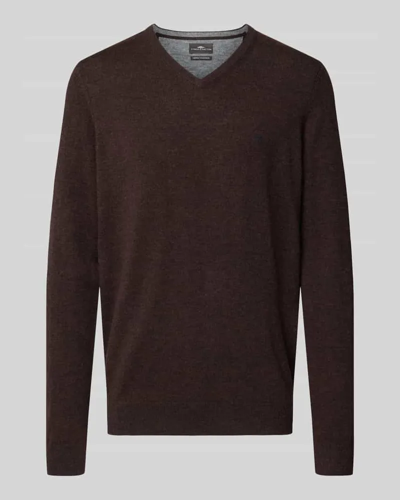 Fynch-Hatton Regular Fit Strickpullover aus Baumwoll-Mix mit Kaschmir-Anteil Dunkelbraun