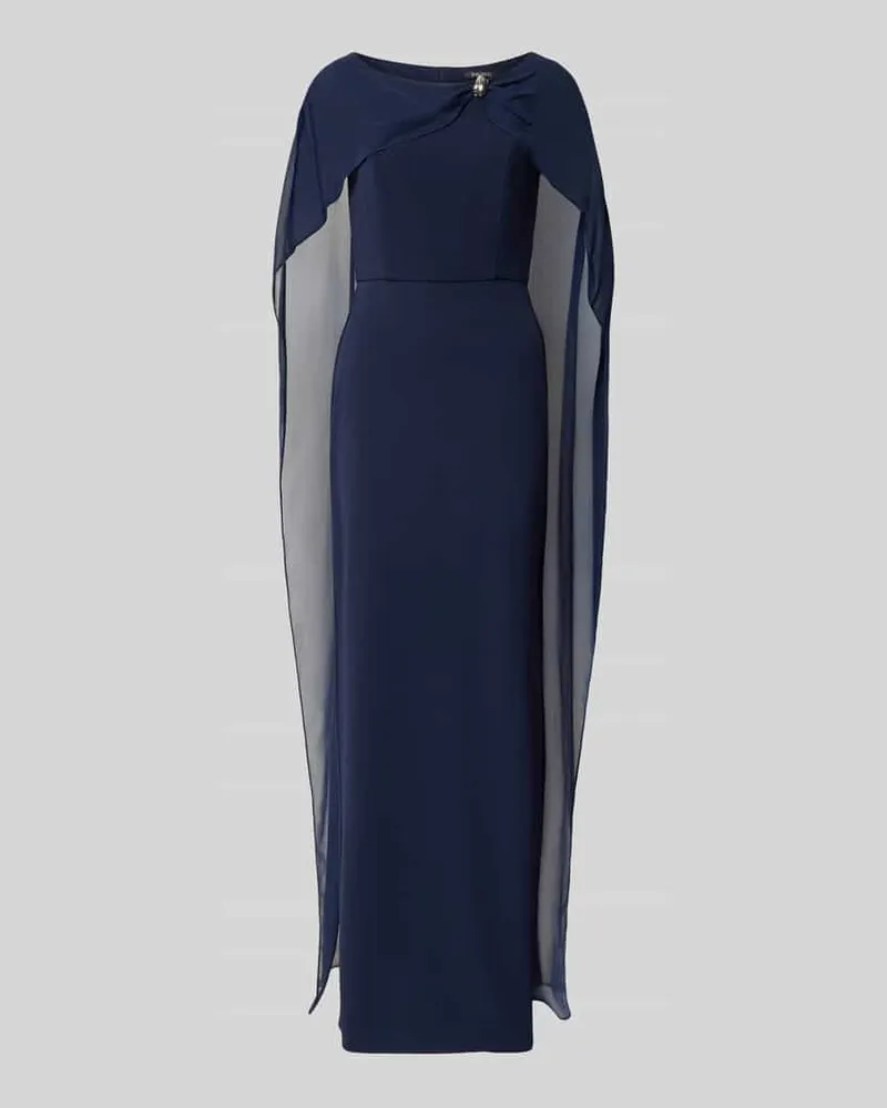 Swing Abendkleid mit abnehmbarem Cape Dunkelblau